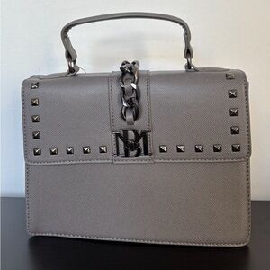 Badgley Mischka Gray Satchel with Studded Detailing